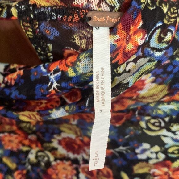 Free People All Doled Up floral long sleeve mesh turtleneck crop top - Picture 10 of 11